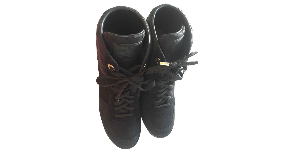 Louis Vuitton - Millenium Suede Wedge Sneakers Noir 37,5