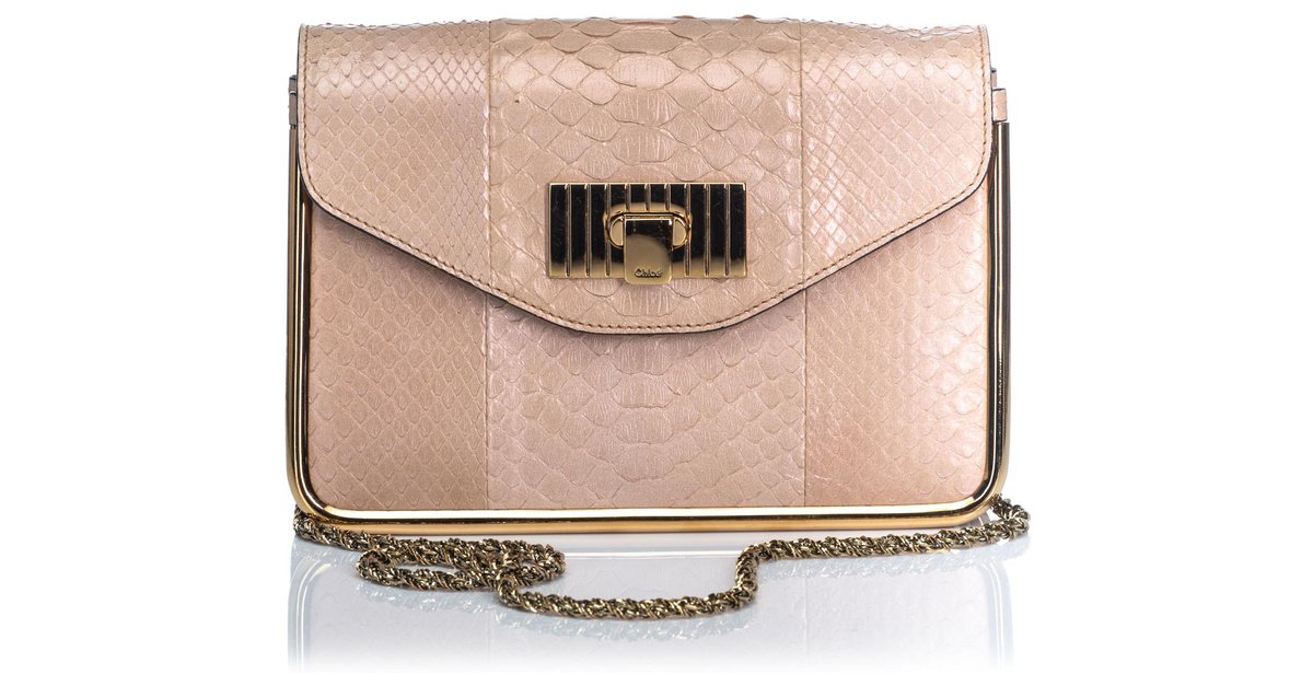 Chloé CHLOE SALLY HANDBAG IN PYTHON LEATHER GOLD METAL CHAIN BAG