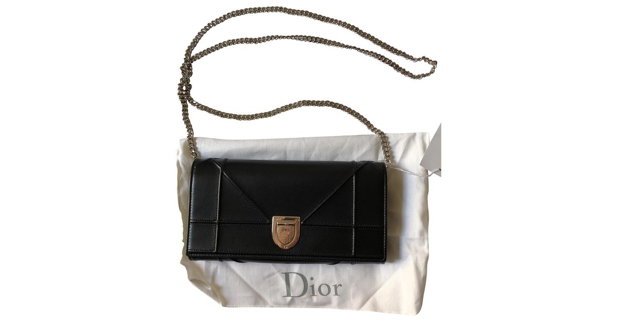 Christian Dior Womens Diorama Wallet On Chain Black  Luxe Collective
