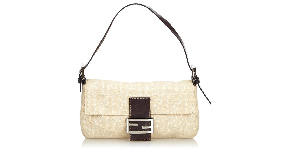 Mamma vintage Fendi Zucca baguette in pink and yellow fabric Beige Leather  Cloth ref.847841 - Joli Closet