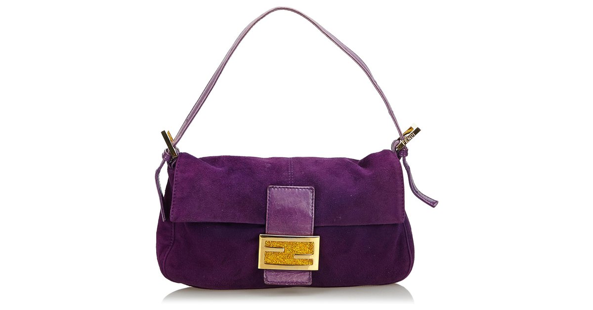 Fendi Purple Suede Mamma Baguette Leather ref.131634 - Joli Closet