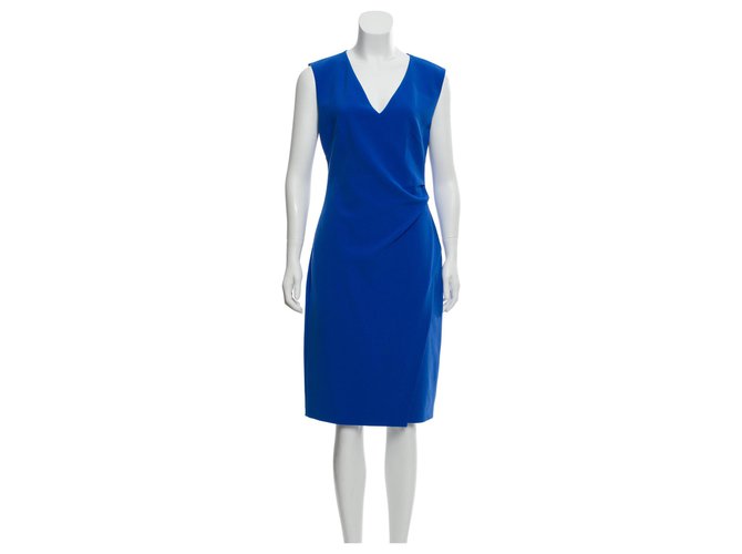 Diane Von Furstenberg Blue Sleeveless V-Neck Midi Dress Cotton Polyester Viscose Elastane ref.132230 - Joli Closet Diane Von Furstenberg Blue Sleeveless V-Neck Midi Dress Cotton Polyester Viscose Elastane ref.132230 - Joli Closet