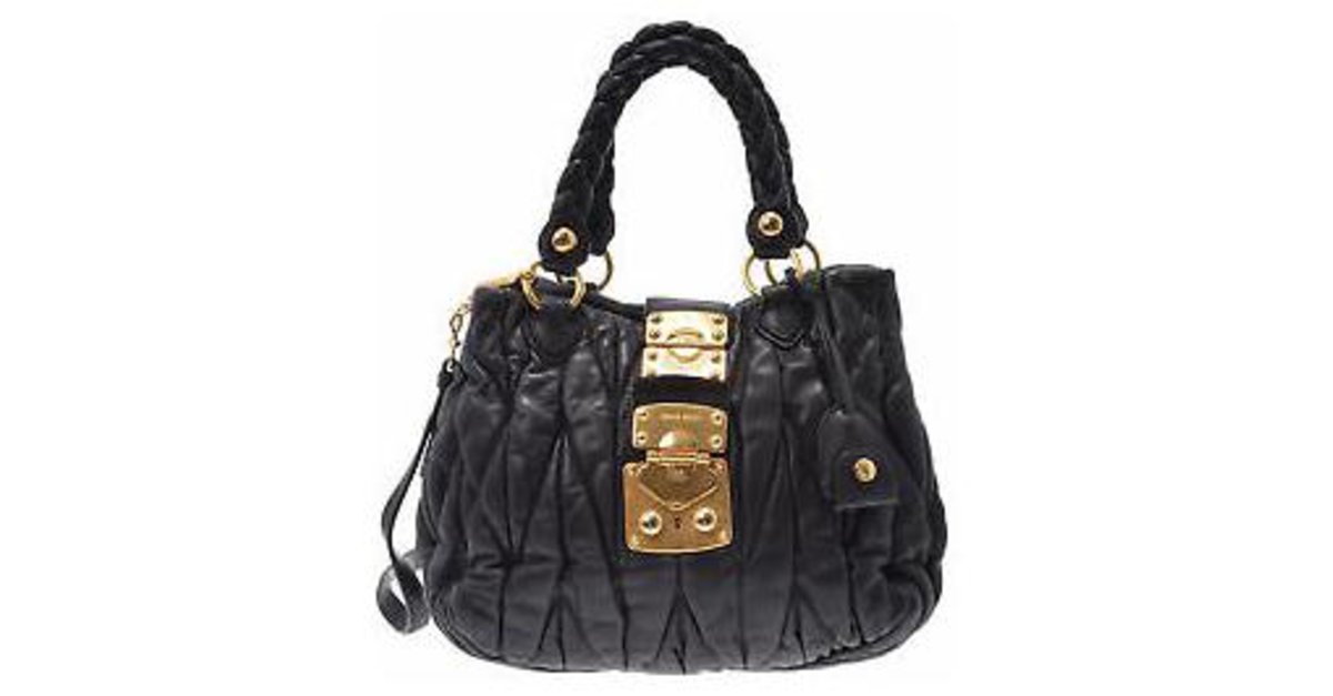 Miu Miu Miu Miu Vintage Shoulder Bag Handbags Leather Black ref.134018 ...