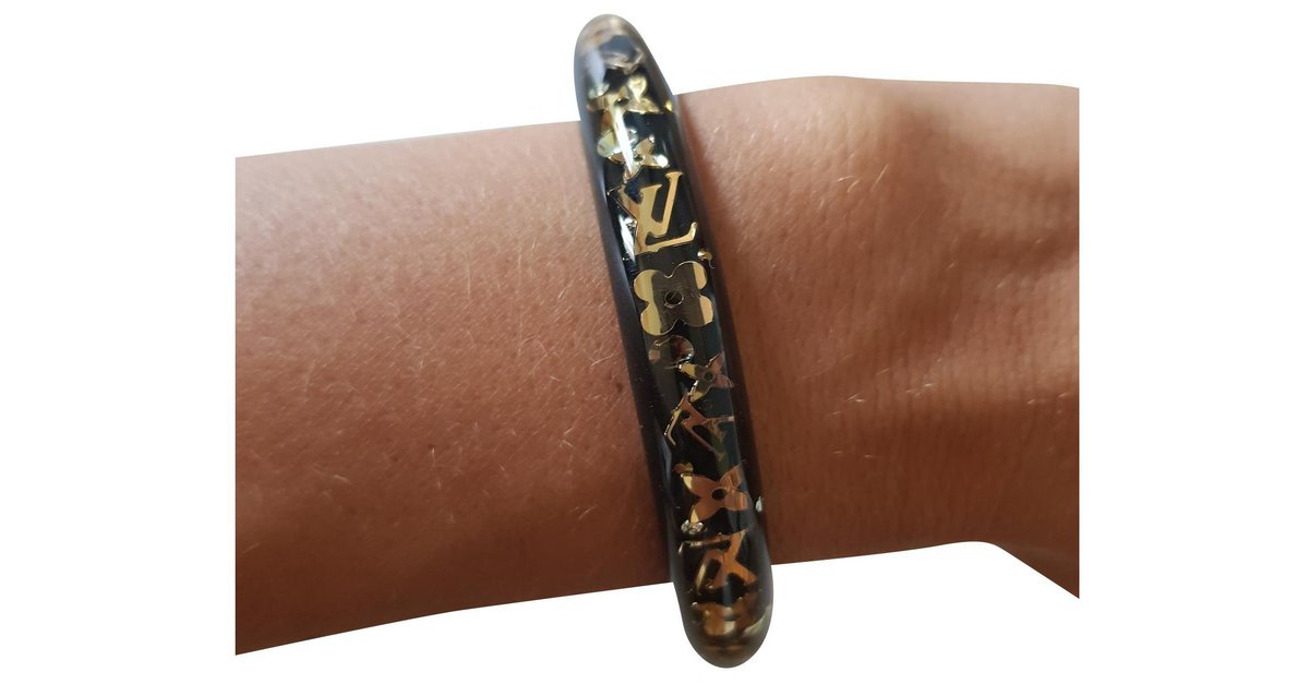 Louis Vuitton Inclusion bracelet Black Golden Chocolate Plastic ref.221255  - Joli Closet