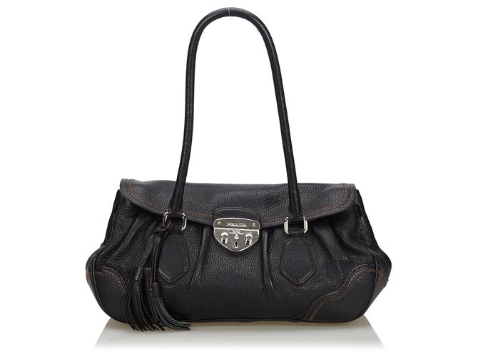 Prada Black Leather Shoulder Bag ref.135130 - Joli Closet