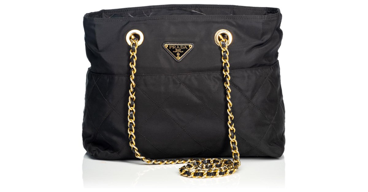 Prada Pattina shoulder bag ($1,850) ❤ liked on Polyvore featuring bags,  handbags, shoulder bags, black, chain strap hand…