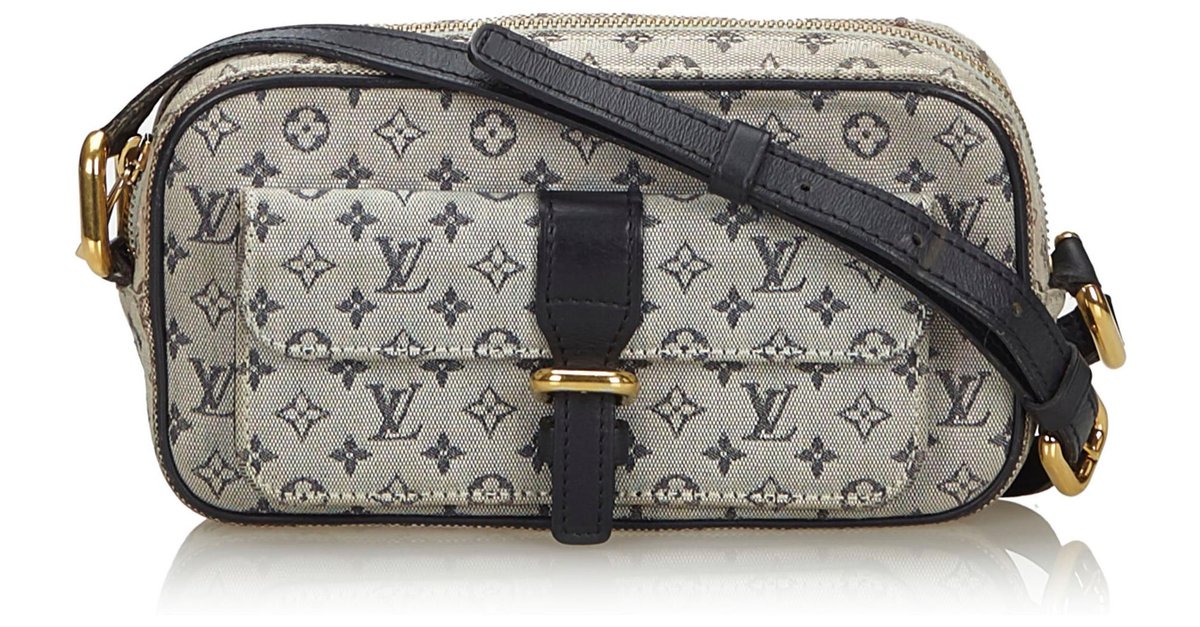 Louis Vuitton Gray Monogram Mini Lin Juliette Blue Grey Navy blue Leather  Cotton Cloth ref.169883 - Joli Closet