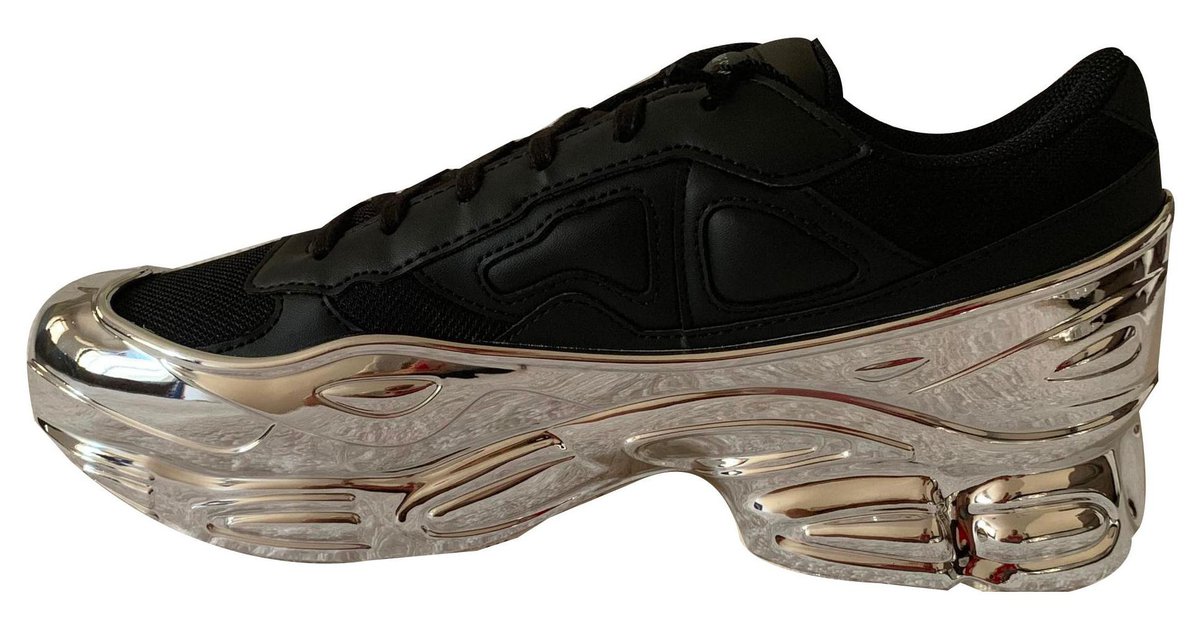 Raf Simons for Adidas Ozweego sneakers Black Leather ref.136557
