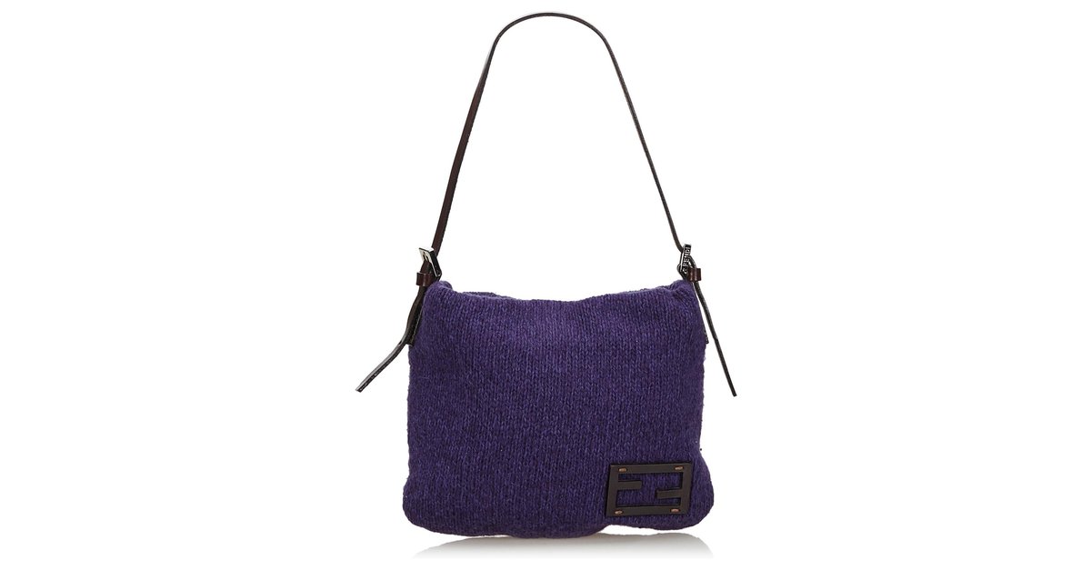 Fendi Purple Knit Baguette Leather Cloth ref.136820 - Joli Closet