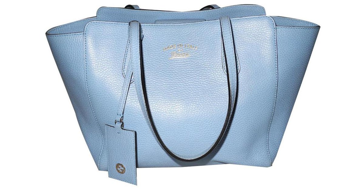 V48323 - Leather Sky Blue Grab & Go Tote 1/PK