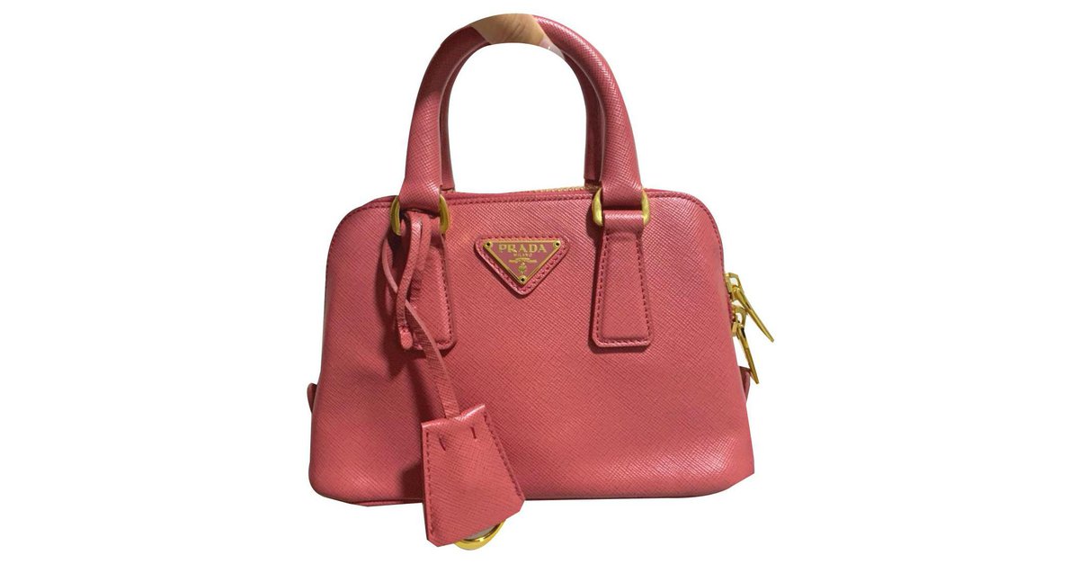 Prada rose pink saffiano mini sling bag Leather ref.137604 - Joli