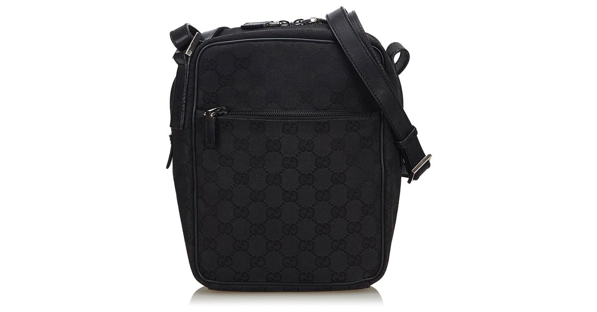 Gucci Black GG Canvas Crossbody Bag Leather Cloth Cloth ref.139175 ...