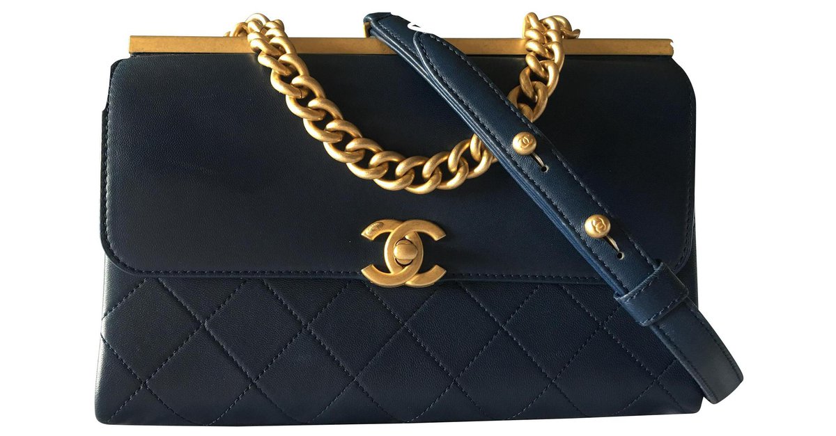 Coco Handle Chanel Coco luxury Navy blue Leather ref.139327 - Joli Closet
