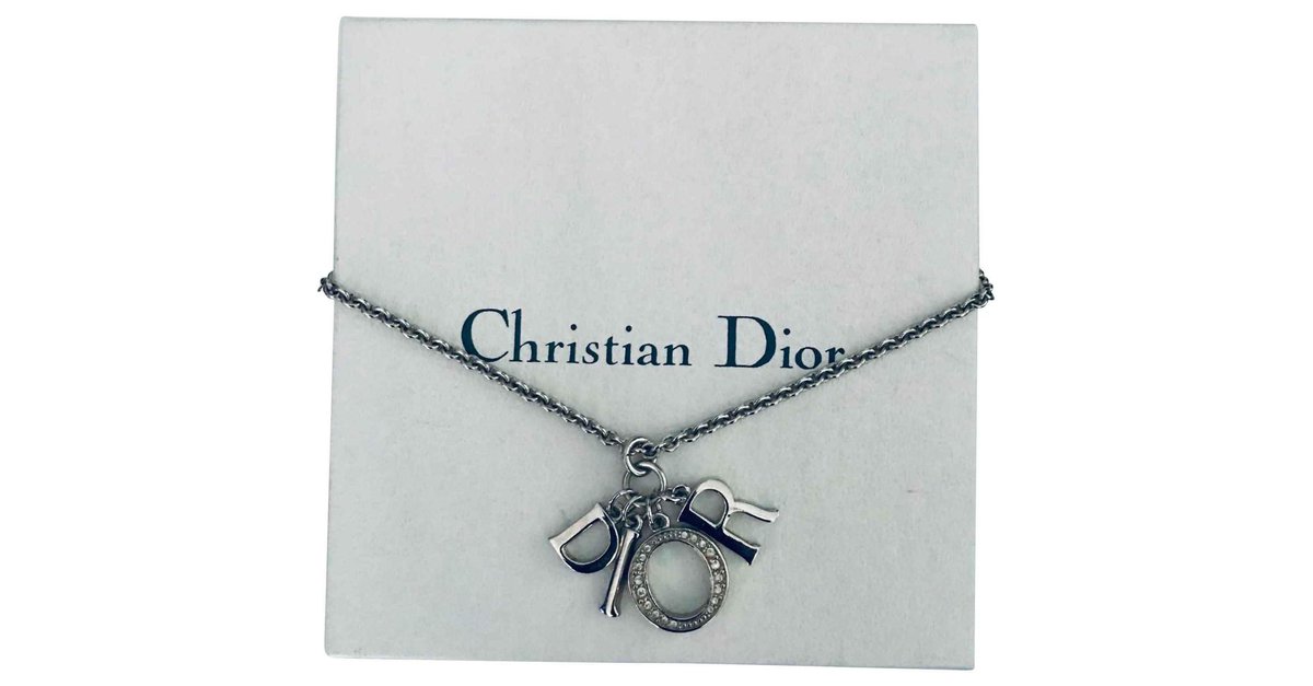 Dior I Love D I O R Vintage Silver Necklace Womens Fashion Jewelry   Organisers Precious Stones on Carousell