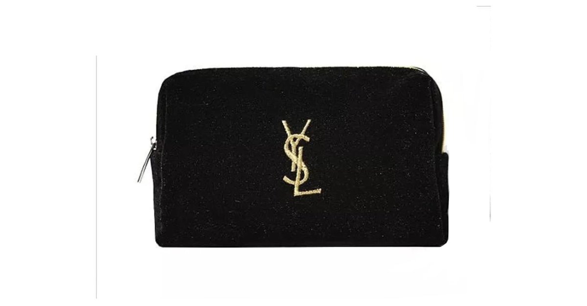  Yves Saint Laurent Pouch Cosmetic Bag Set Makeup Bag Black  Large : Clothing, Shoes & Jewelry