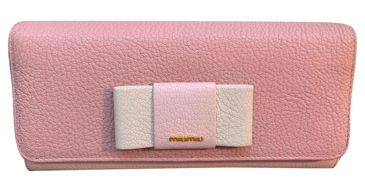 Miu Miu Madras Fiocco Rosa Pelle ref.141596 - Joli Closet