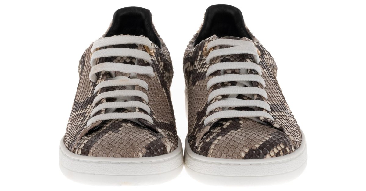 Louis Vuitton Brown/Cream Python Leather Frontrow Sneakers Size