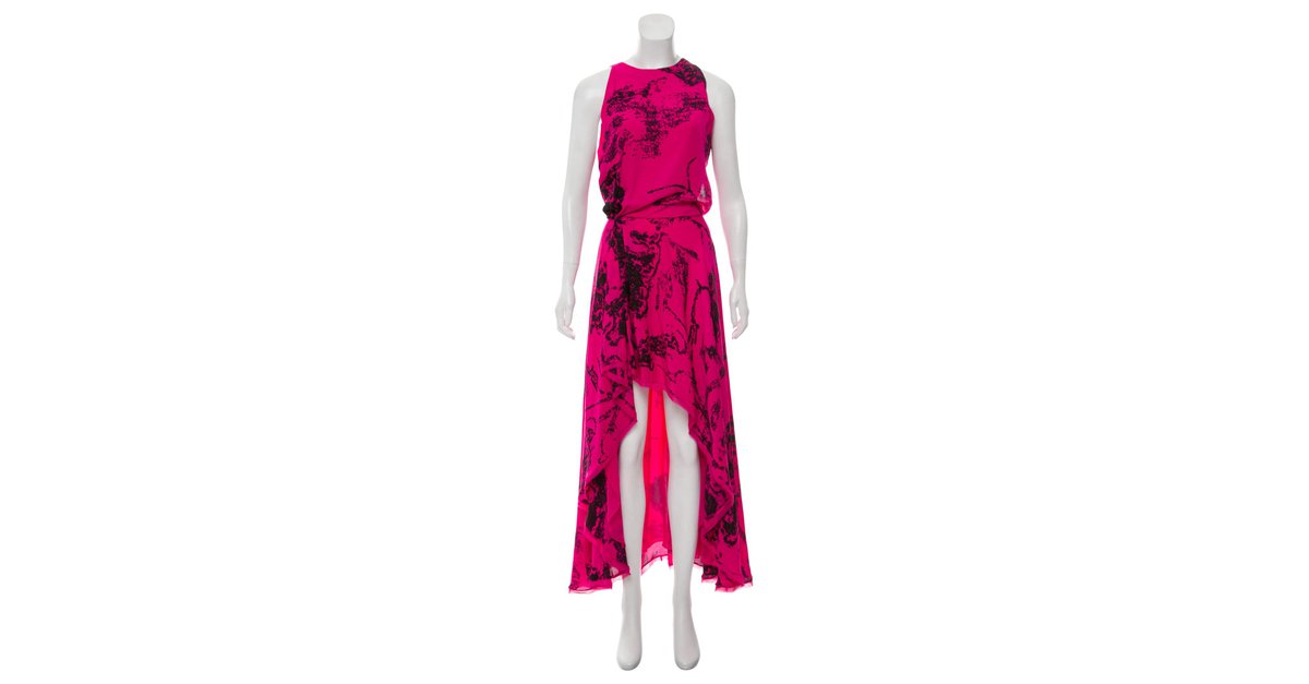 halston heritage high low dress