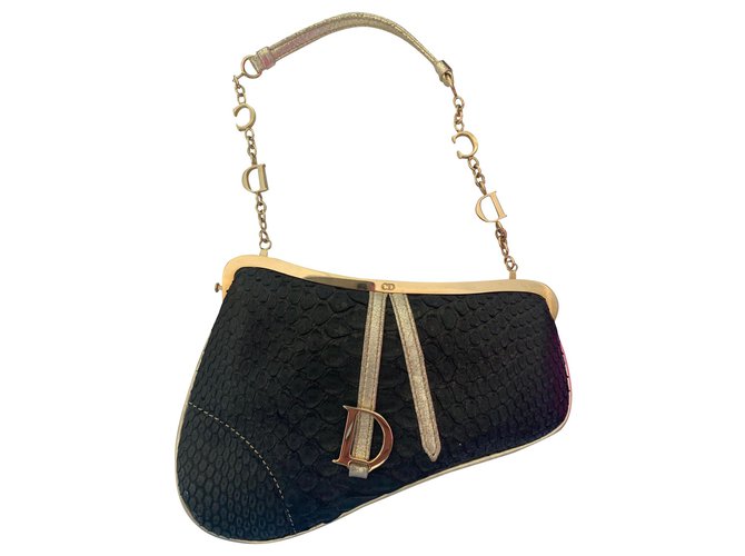dior saddle bolsa python