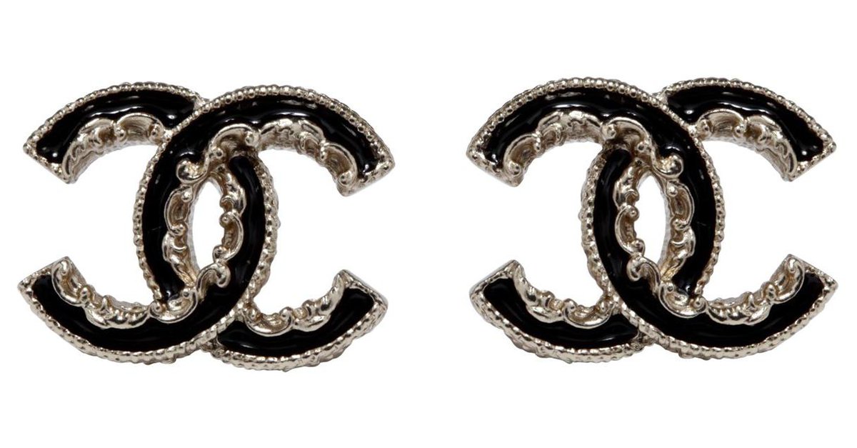 CHANEL, Jewelry, Chanel Crystal Cc Bow Drop Earrings Auth