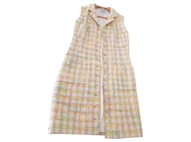 Chanel multicolor pastel tweed vest dress (Sold) - Joli Closet