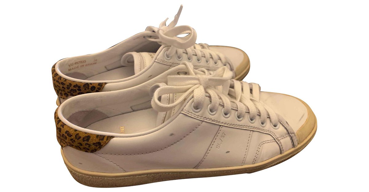 Saint Laurent Floral Leather Espadrille Sneakers White ref.414381 - Joli  Closet