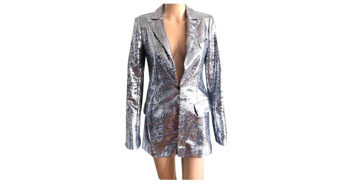 Chanel jacket Silvery Polyester ref.693323 - Joli Closet