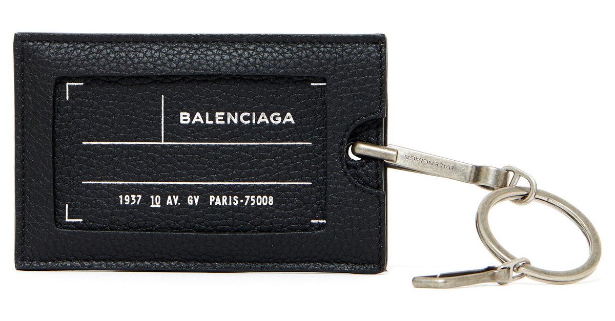 Balenciaga LUGGAGE TAG KEY / CARD HOLDER NEW Black Leather ref.145379 ...