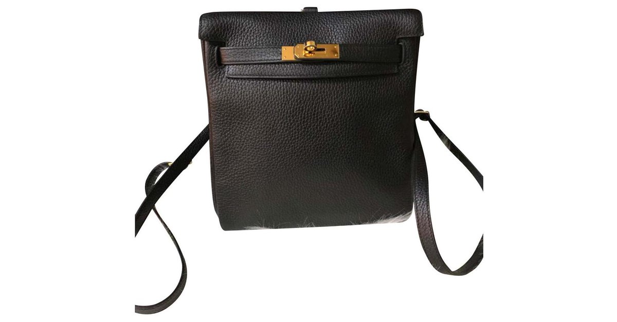 Hermès Black Togo Hermes Kelly ado backpack Leather ref.146266 - Joli Closet