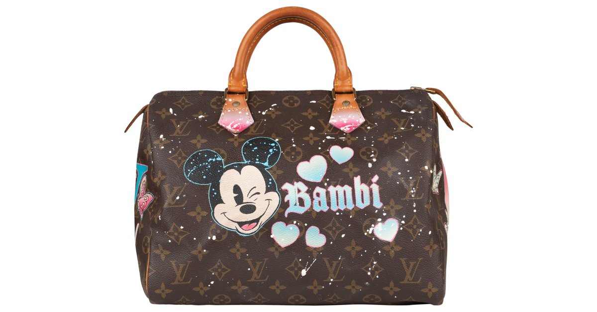 Customized Louis Vuitton Speedy 35 Mickey loves Champagne