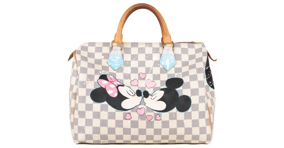 Travel bag Louis Vuitton 45 Monogram customized Mickey Vs Taz by PatBo  For Sale at 1stDibs
