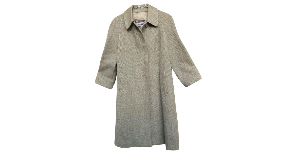 Burberry vintage coat in Shetland tweed 38 Grey Wool ref.149959