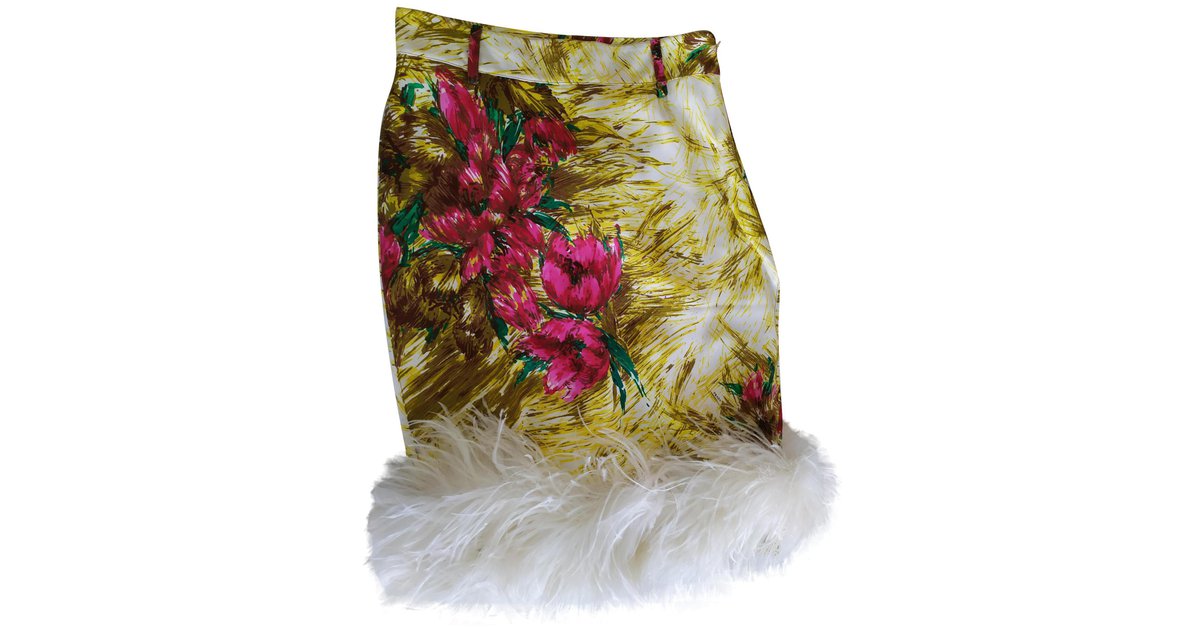 Prada feather skirt Yellow Silk ref.150963 Joli Closet