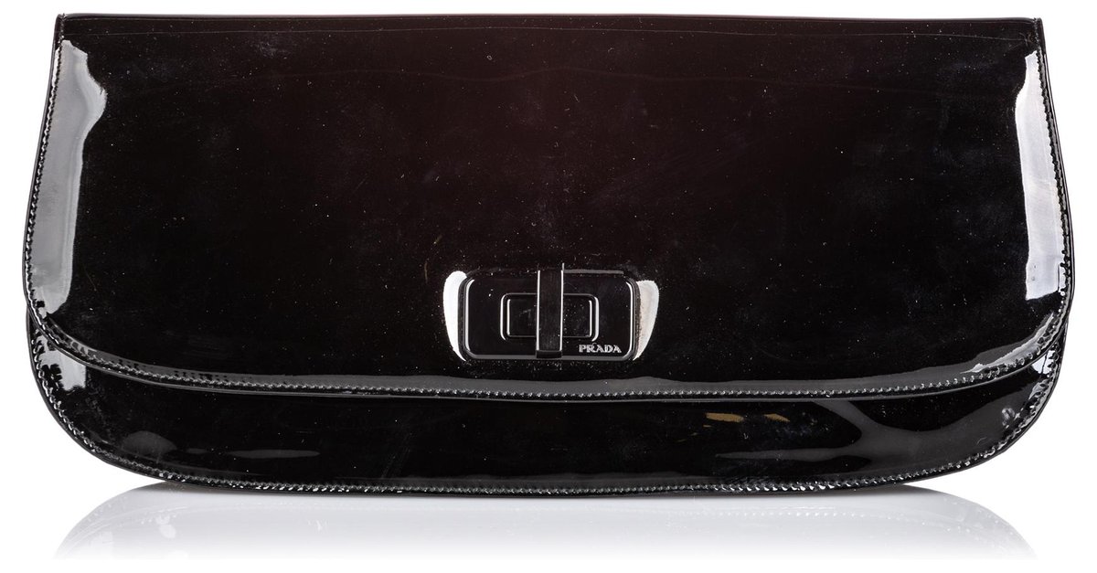 black patent clutch bag