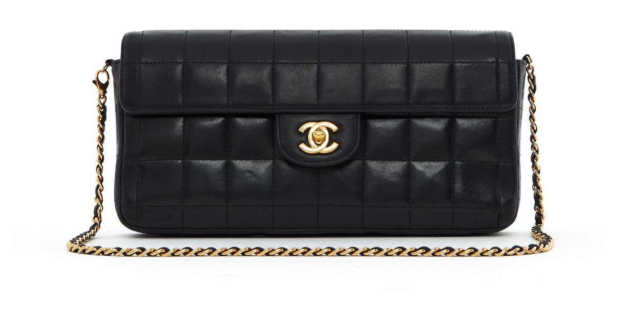 Chanel chocolate bar shoulder bag A17370 Shiramskin leather black