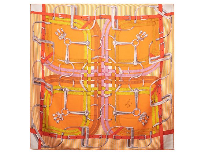 Châle Hermès Bolduc Au Carré - Cachemire & Soie, 140x140 Cm, Occasion TBE