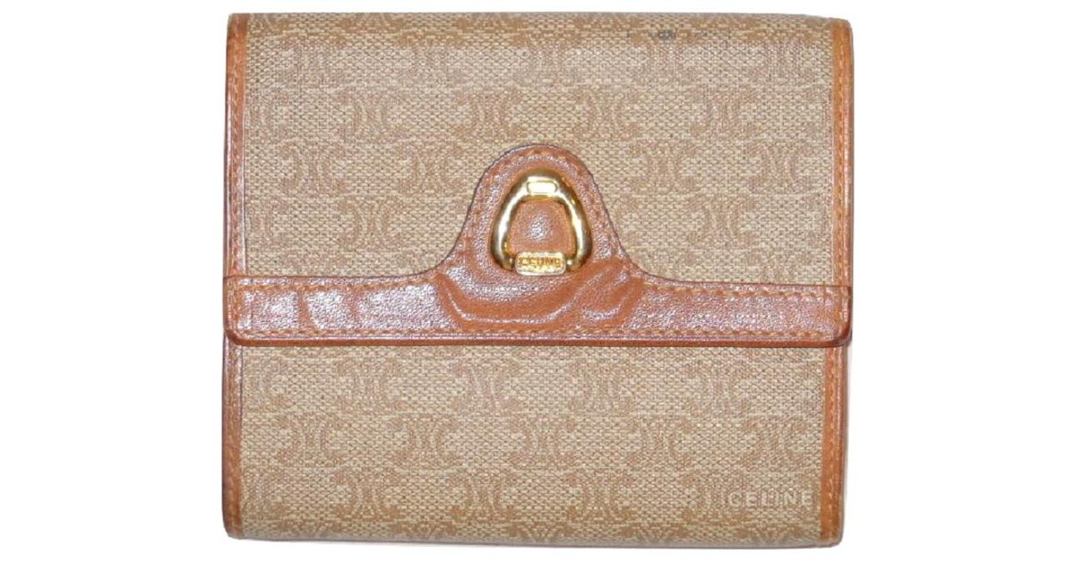 Céline CELINE vintage wallet Macadam Beige Cognac