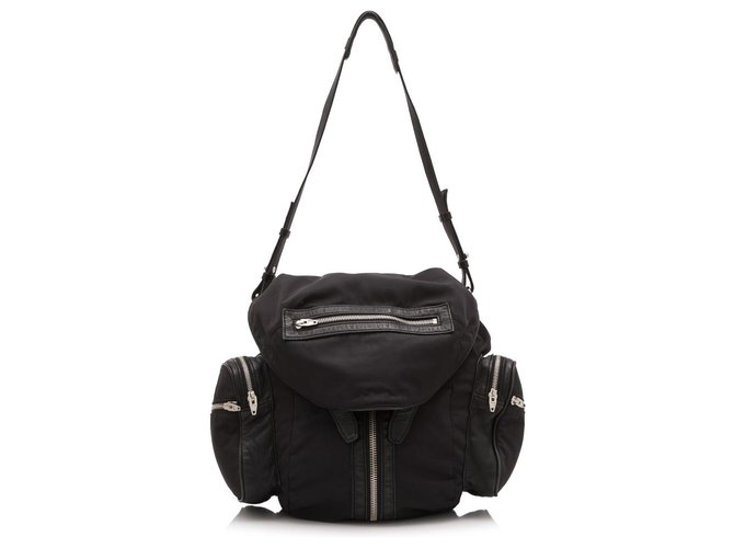 Alexander Wang Black Lambskin Trimmed Nylon Marti Backpack (Sold) - Joli Closet Alexander Wang Black Lambskin Trimmed Nylon Marti Backpack (Sold) - Joli Closet