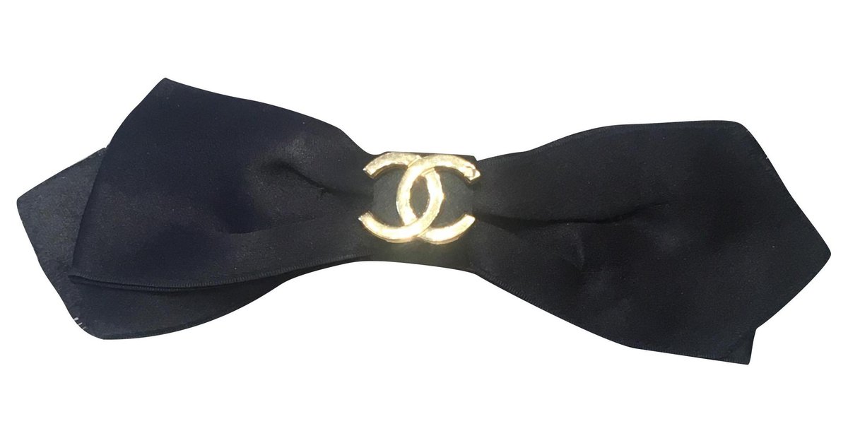 Chanel Hair accessories Black Golden Leather Metal ref.795736 - Joli Closet