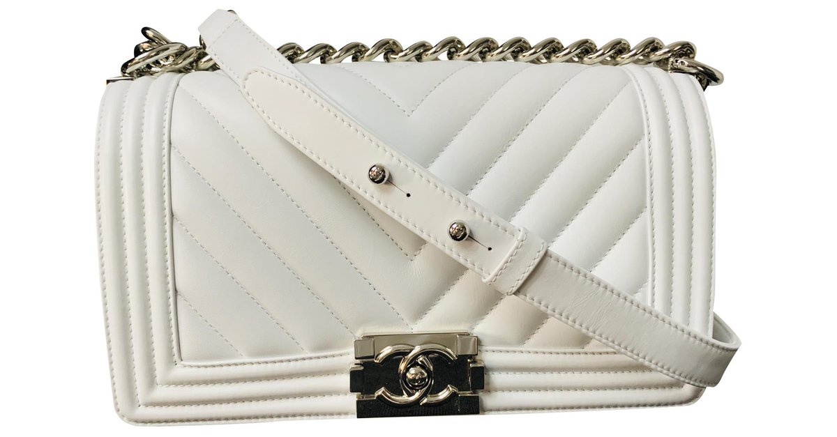 Chanel Boy Bag White - 13 For Sale on 1stDibs  chanel boy white, chanel  white boy bag, boy chanel white