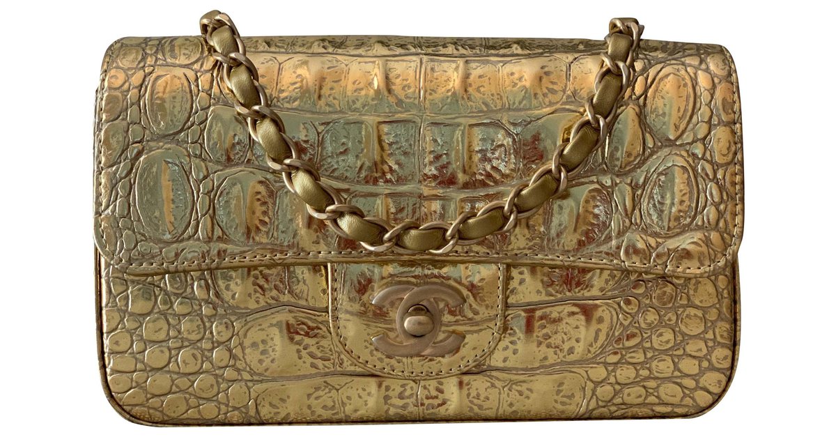chanel metallic gold bag