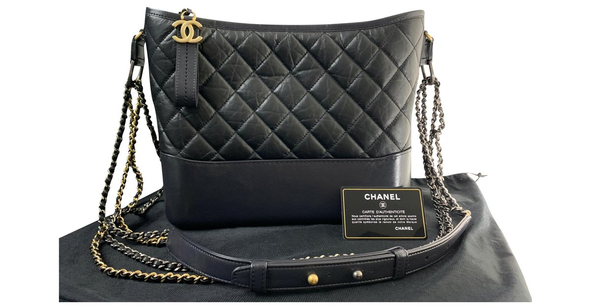 CHANEL Large CHANEL GABRIELLE hobo bag BLACK LEATHER ref.156015