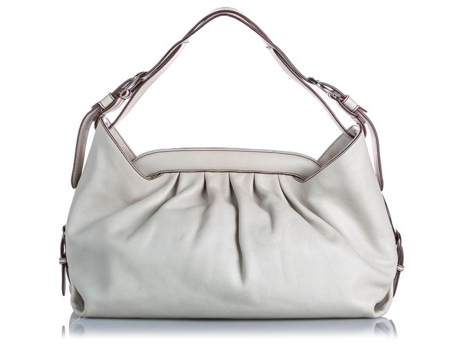 Fendi White Leather Borsa Doctor Shoulder Bag ref.157293