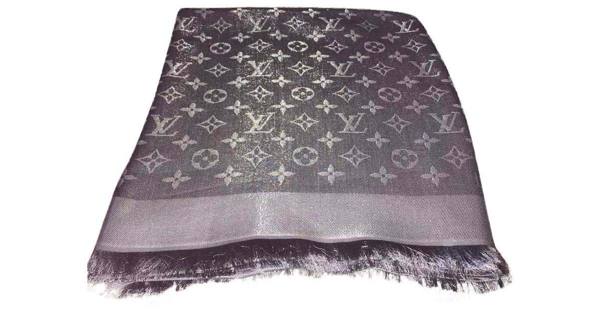 Louis Vuitton  Grey Shine Monogram Shawl/scarf M75120 Scarf/wrap
