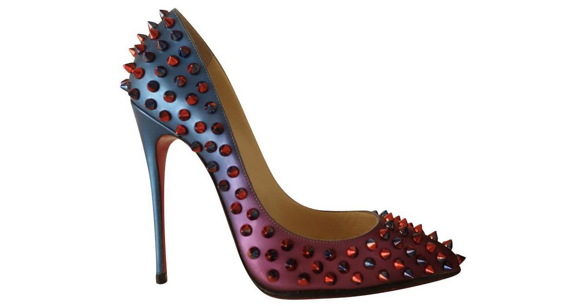 Christian Louboutin LOUBOUTIN FOLLIES SPIKES PUMPS 120 Pink Red Blue  Leather Patent leather ref.160125