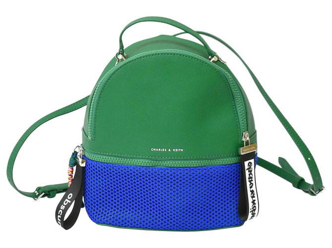 Autre Marque Charles Keith Leather Backpack Rucksack Green ref