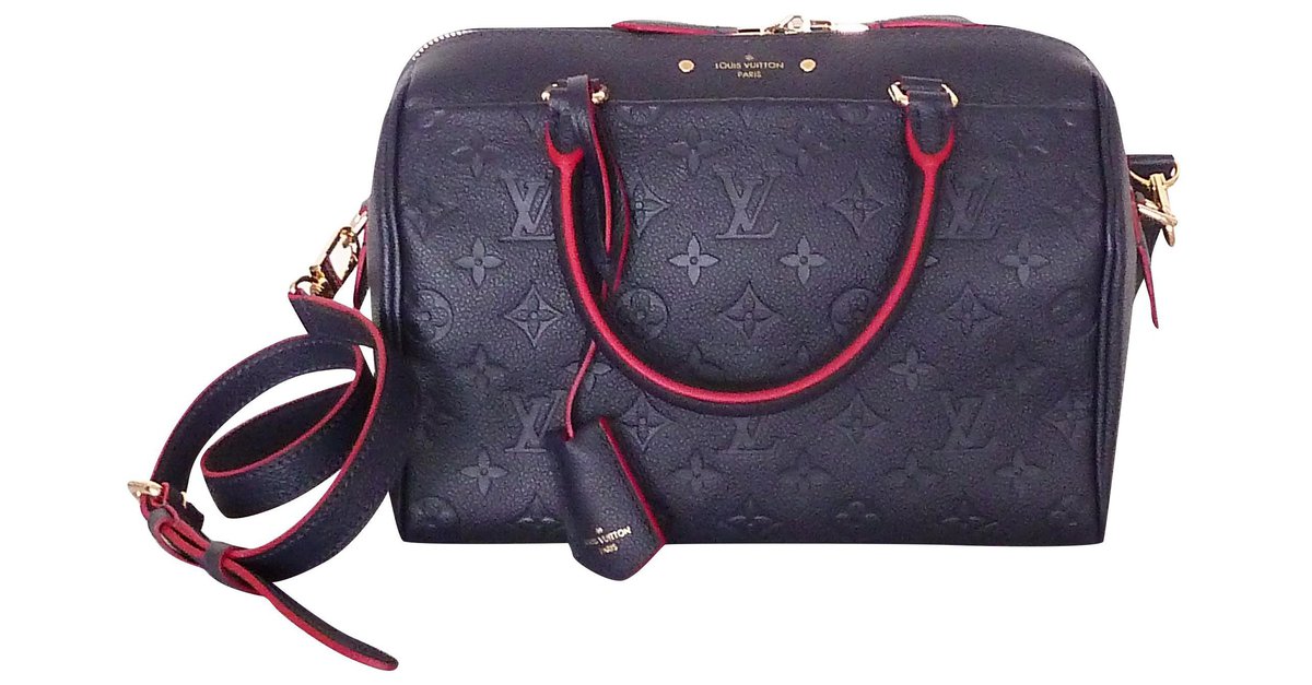 Néo speedy leather clutch bag Louis Vuitton Navy in Leather - 25720185