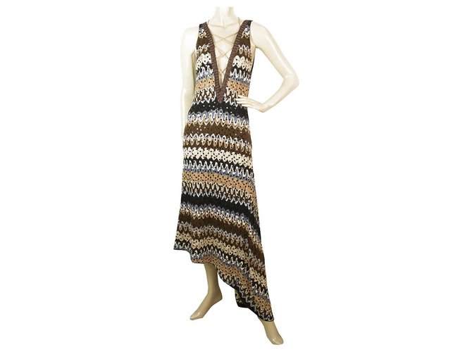 Missoni Robe longue asymétrique en maille de laine multicolore