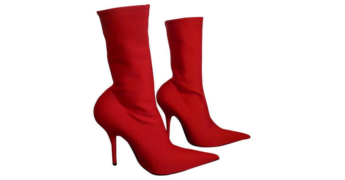 Knife cloth ankle boots Balenciaga Red size 39 EU in Cloth - 17675524