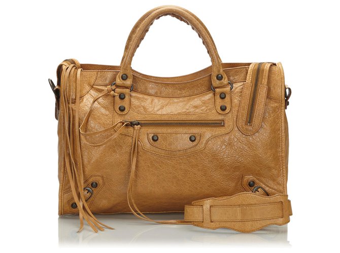 Balenciaga Brown Motocross Classic City Bag Leather ref.162916